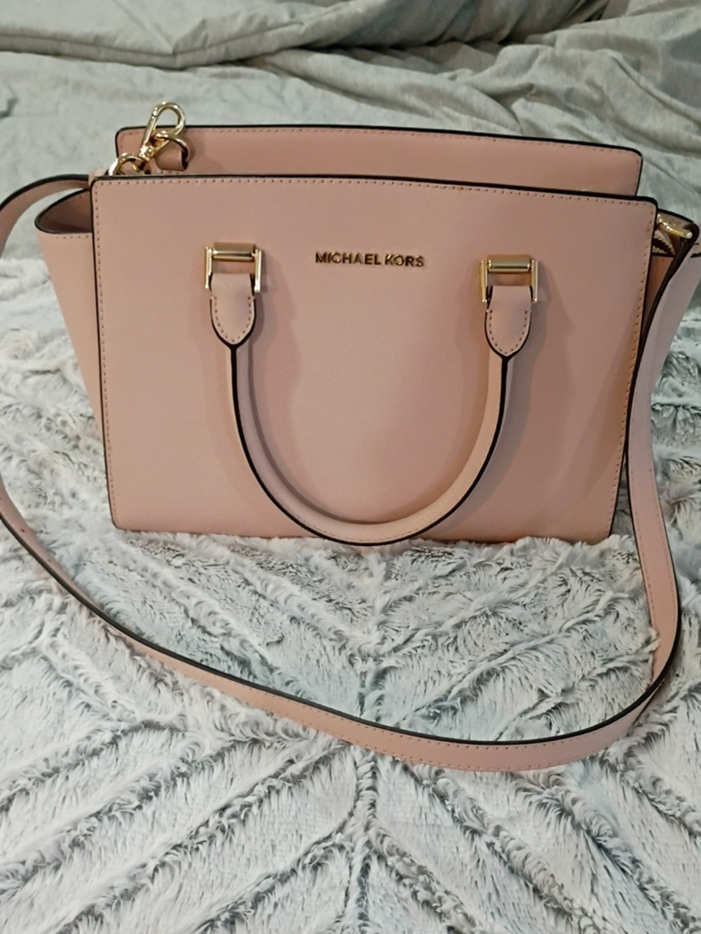 Michael Kors Pale Blush Leather Satchel with Gold Hardware